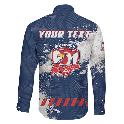 Personalized Sydney Roosters Rugby Family Matching Off Shoulder Maxi Dress and Hawaiian Shirt Rooster Mascot - Sporty Splash Art Style
