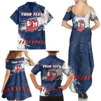 Personalized Sydney Roosters Rugby Family Matching Summer Maxi Dress and Hawaiian Shirt Rooster Mascot - Sporty Splash Art Style
