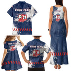 Personalized Sydney Roosters Rugby Family Matching Tank Maxi Dress and Hawaiian Shirt Rooster Mascot - Sporty Splash Art Style