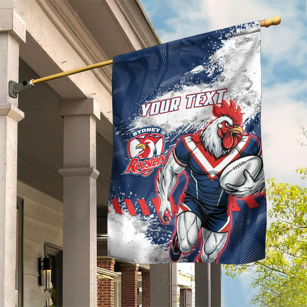 Personalized Sydney Roosters Rugby Garden Flag Rooster Mascot - Sporty Splash Art Style
