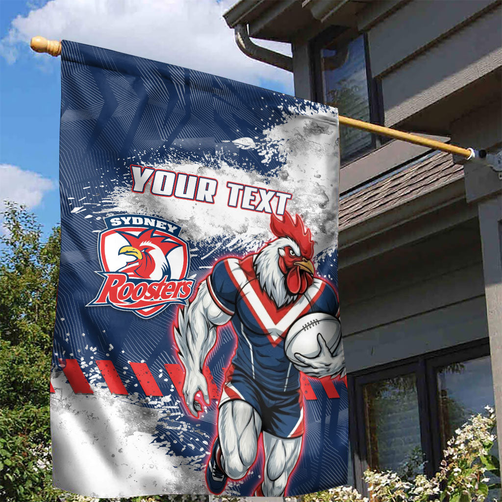 Personalized Sydney Roosters Rugby Garden Flag Rooster Mascot - Sporty Splash Art Style