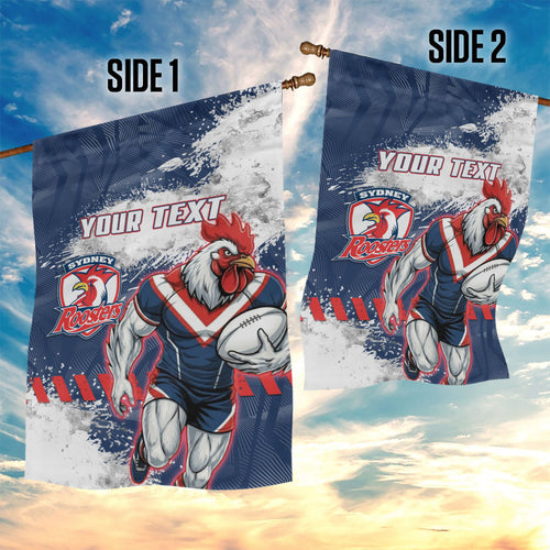 Personalized Sydney Roosters Rugby Garden Flag Rooster Mascot - Sporty Splash Art Style