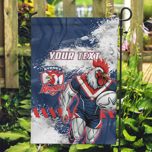 Personalized Sydney Roosters Rugby Garden Flag Rooster Mascot - Sporty Splash Art Style