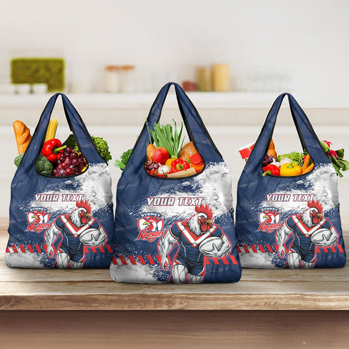 Personalized Sydney Roosters Rugby Grocery Bag Rooster Mascot - Sporty Splash Art Style