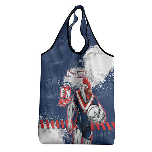 Personalized Sydney Roosters Rugby Grocery Bag Rooster Mascot - Sporty Splash Art Style