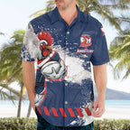 Personalized Sydney Roosters Rugby Hawaiian Shirt Rooster Mascot - Sporty Splash Art Style