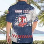 Personalized Sydney Roosters Rugby Hawaiian Shirt Rooster Mascot - Sporty Splash Art Style