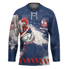 Personalized Sydney Roosters Rugby Hockey Jersey Rooster Mascot - Sporty Splash Art Style