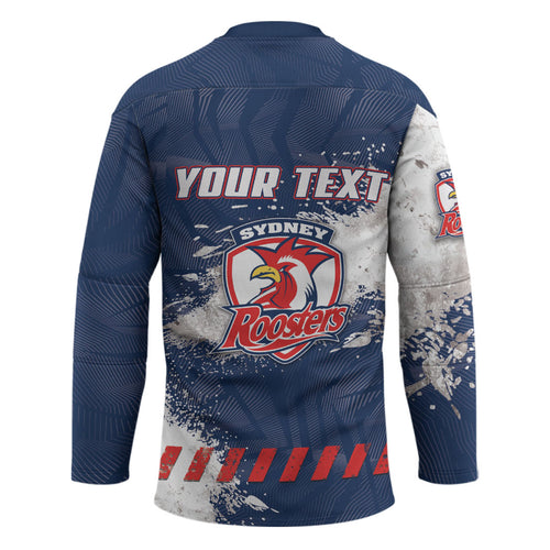 Personalized Sydney Roosters Rugby Hockey Jersey Rooster Mascot - Sporty Splash Art Style