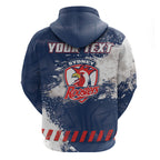 Personalized Sydney Roosters Rugby Hoodie Rooster Mascot - Sporty Splash Art Style
