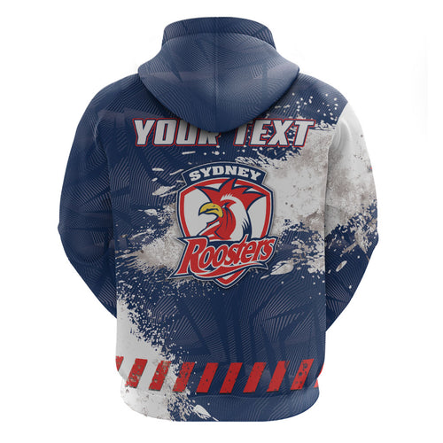 Personalized Sydney Roosters Rugby Hoodie Rooster Mascot - Sporty Splash Art Style
