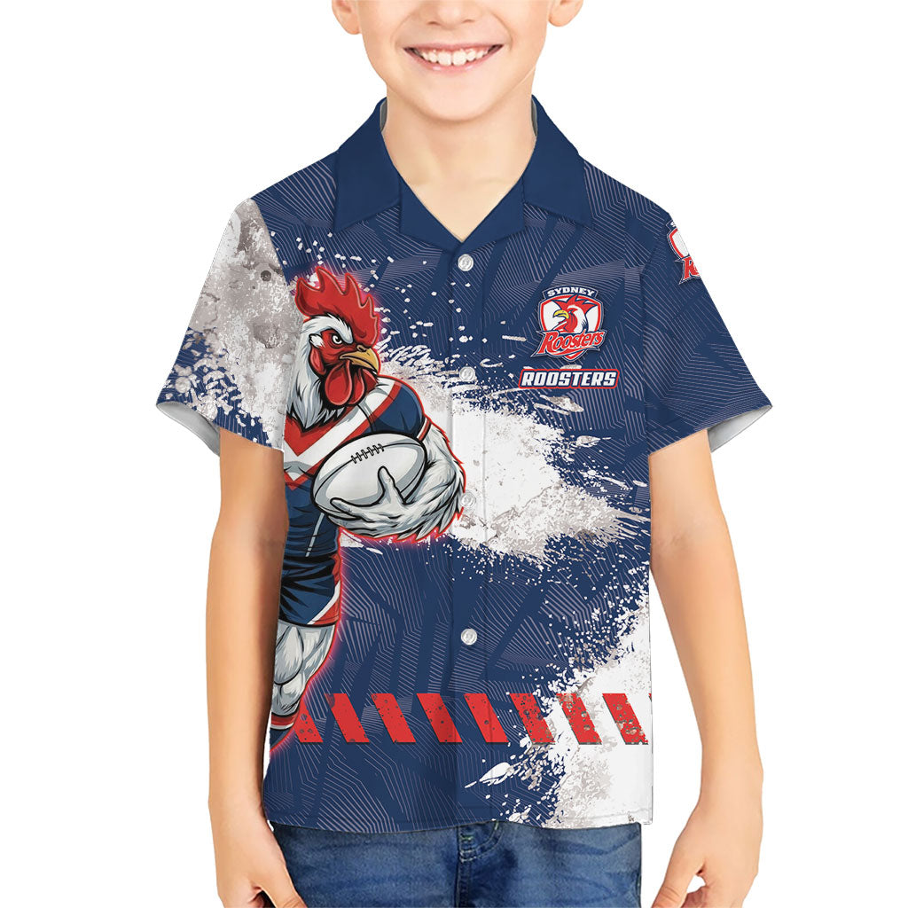 Personalized Sydney Roosters Rugby Kid Hawaiian Shirt Rooster Mascot - Sporty Splash Art Style