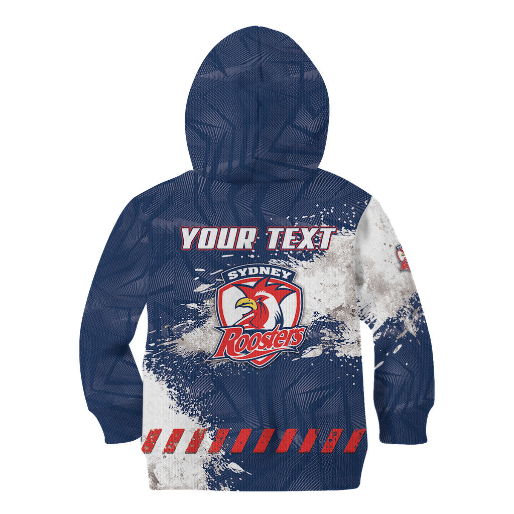 Personalized Sydney Roosters Rugby Kid Hoodie Rooster Mascot - Sporty Splash Art Style