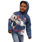 Personalized Sydney Roosters Rugby Kid Hoodie Rooster Mascot - Sporty Splash Art Style