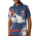 Personalized Sydney Roosters Rugby Kid Polo Shirt Rooster Mascot - Sporty Splash Art Style