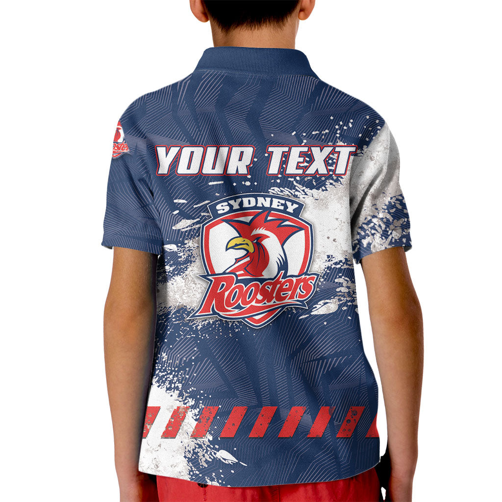 Personalized Sydney Roosters Rugby Kid Polo Shirt Rooster Mascot - Sporty Splash Art Style