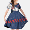 Personalized Sydney Roosters Rugby Kid Short Sleeve Dress Rooster Mascot - Sporty Splash Art Style
