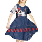 Personalized Sydney Roosters Rugby Kid Short Sleeve Dress Rooster Mascot - Sporty Splash Art Style