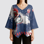 Personalized Sydney Roosters Rugby Kimono Sleeve Blouse Rooster Mascot - Sporty Splash Art Style