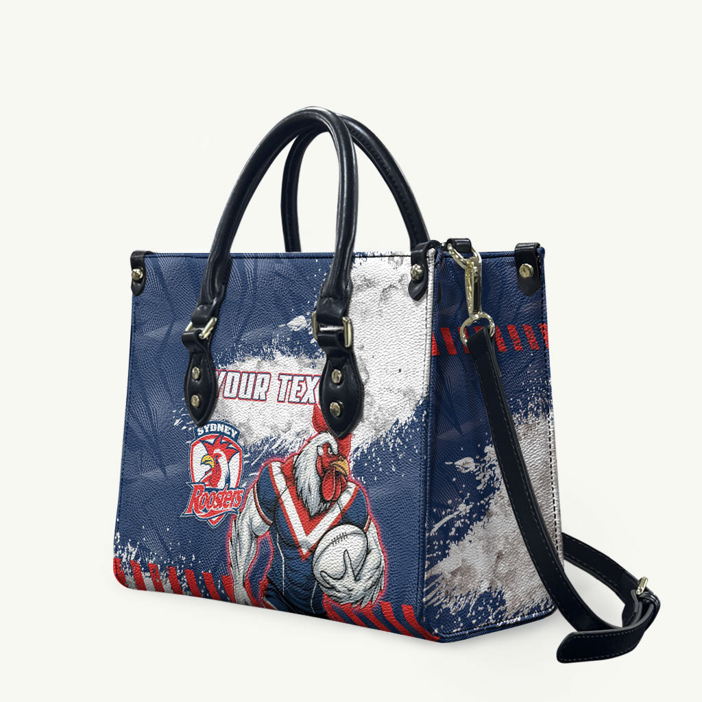 Personalized Sydney Roosters Rugby Leather Bag Rooster Mascot - Sporty Splash Art Style