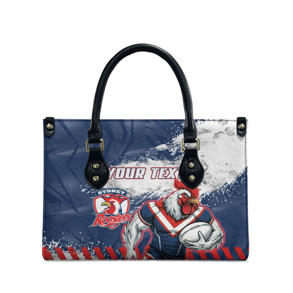 Personalized Sydney Roosters Rugby Leather Bag Rooster Mascot - Sporty Splash Art Style