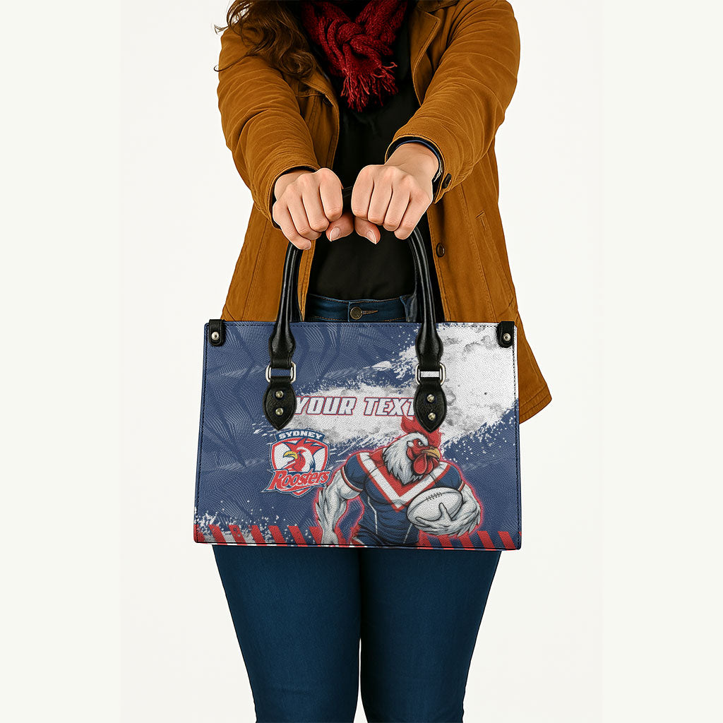 Personalized Sydney Roosters Rugby Leather Bag Rooster Mascot - Sporty Splash Art Style