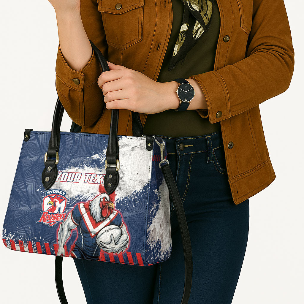 Personalized Sydney Roosters Rugby Leather Bag Rooster Mascot - Sporty Splash Art Style