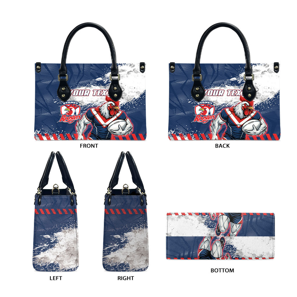 Personalized Sydney Roosters Rugby Leather Bag Rooster Mascot - Sporty Splash Art Style