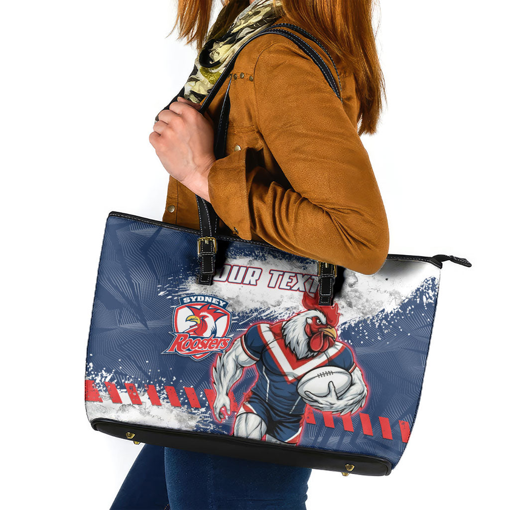 Personalized Sydney Roosters Rugby Leather Tote Bag Rooster Mascot - Sporty Splash Art Style