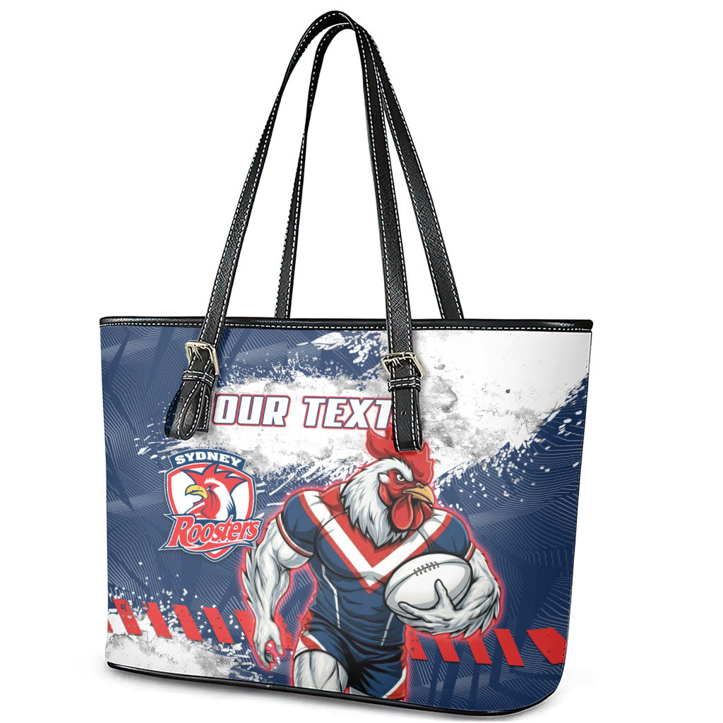 Personalized Sydney Roosters Rugby Leather Tote Bag Rooster Mascot - Sporty Splash Art Style