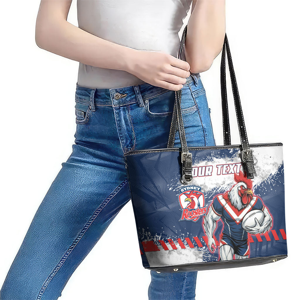 Personalized Sydney Roosters Rugby Leather Tote Bag Rooster Mascot - Sporty Splash Art Style