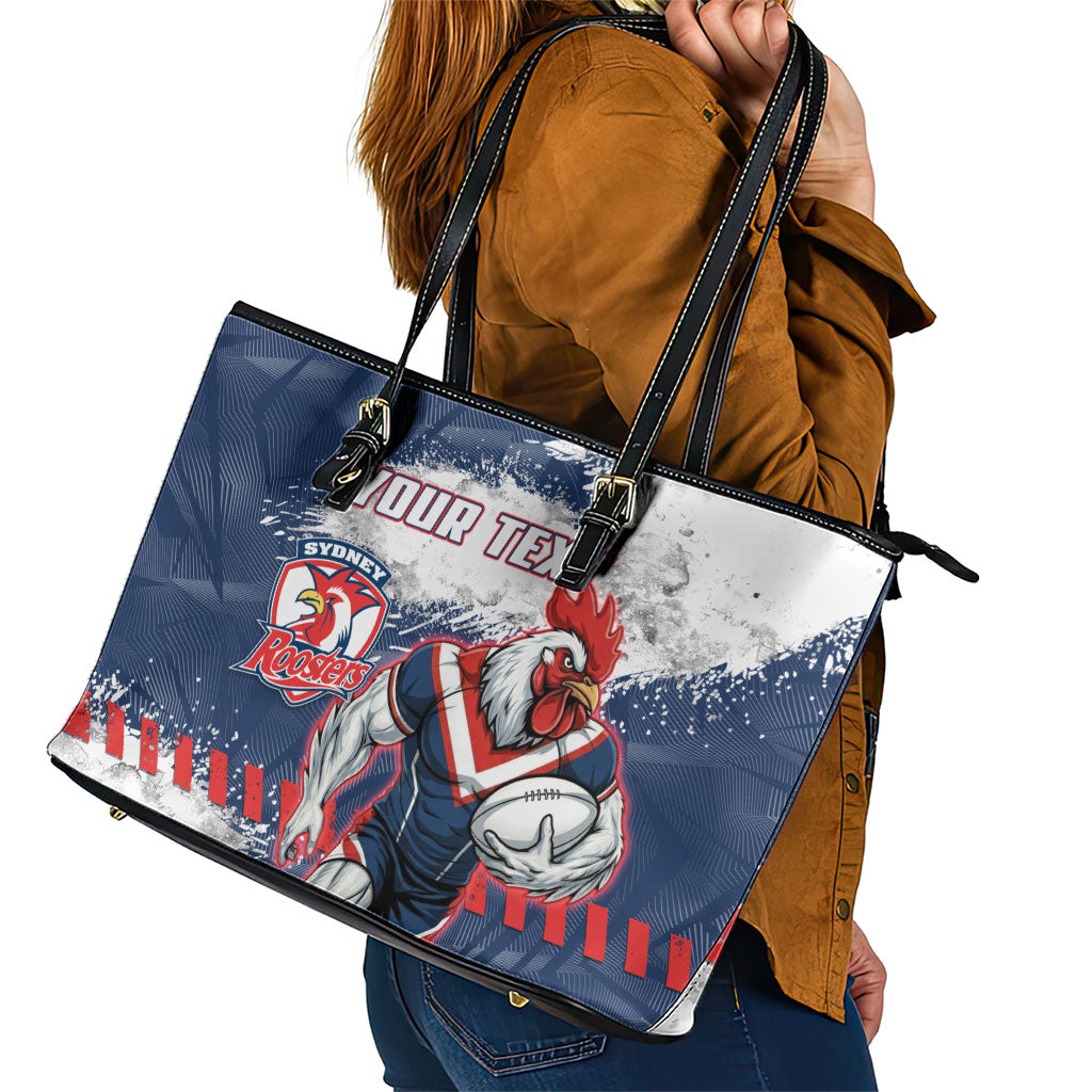 Personalized Sydney Roosters Rugby Leather Tote Bag Rooster Mascot - Sporty Splash Art Style