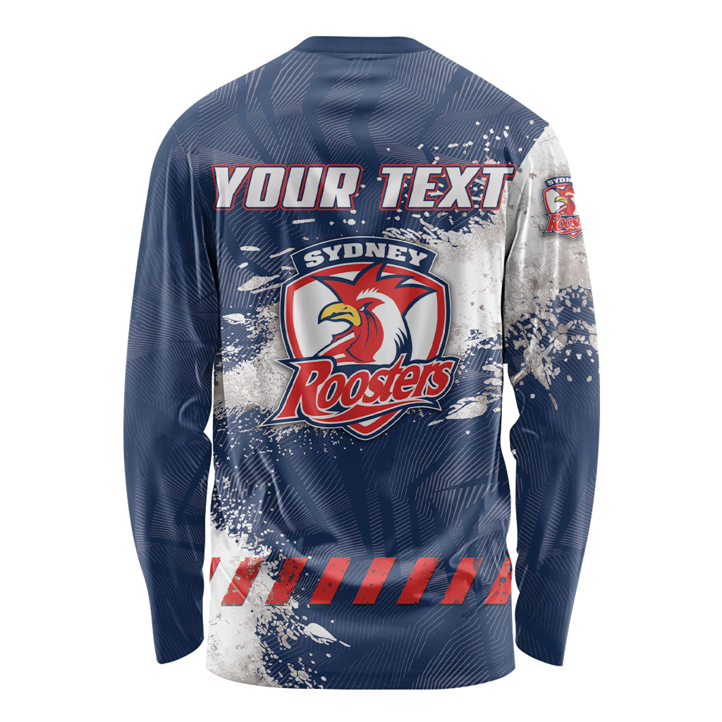 Personalized Sydney Roosters Rugby Long Sleeve Shirt Rooster Mascot - Sporty Splash Art Style