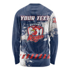 Personalized Sydney Roosters Rugby Long Sleeve Shirt Rooster Mascot - Sporty Splash Art Style