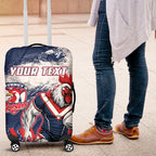 Personalized Sydney Roosters Rugby Luggage Cover Rooster Mascot - Sporty Splash Art Style