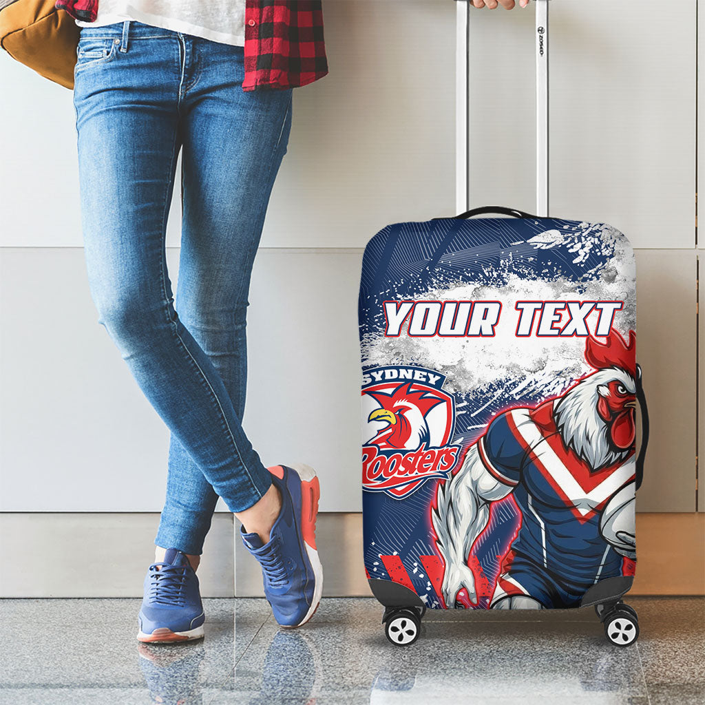 Personalized Sydney Roosters Rugby Luggage Cover Rooster Mascot - Sporty Splash Art Style