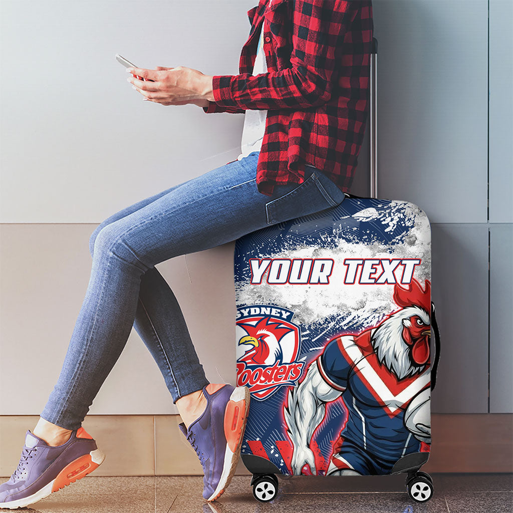 Personalized Sydney Roosters Rugby Luggage Cover Rooster Mascot - Sporty Splash Art Style
