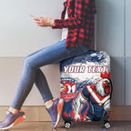 Personalized Sydney Roosters Rugby Luggage Cover Rooster Mascot - Sporty Splash Art Style