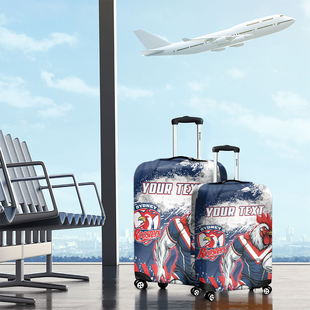 Personalized Sydney Roosters Rugby Luggage Cover Rooster Mascot - Sporty Splash Art Style