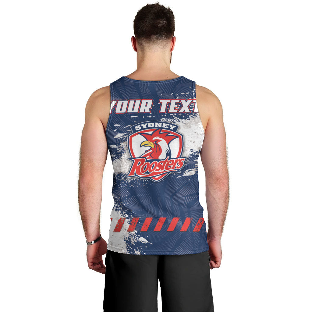 Personalized Sydney Roosters Rugby Men Tank Top Rooster Mascot - Sporty Splash Art Style