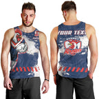 Personalized Sydney Roosters Rugby Men Tank Top Rooster Mascot - Sporty Splash Art Style
