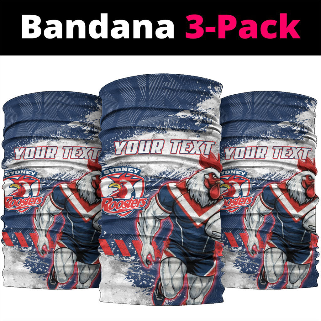 Personalized Sydney Roosters Rugby Neck Gaiter Rooster Mascot - Sporty Splash Art Style