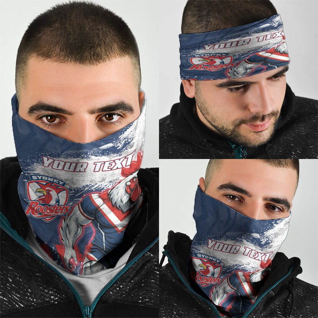 Personalized Sydney Roosters Rugby Neck Gaiter Rooster Mascot - Sporty Splash Art Style