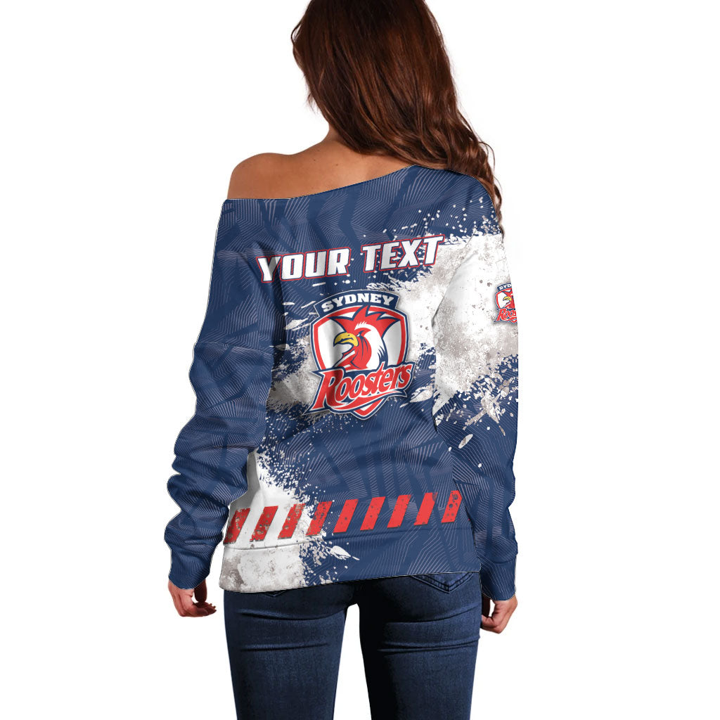 Personalized Sydney Roosters Rugby Off Shoulder Sweater Rooster Mascot - Sporty Splash Art Style