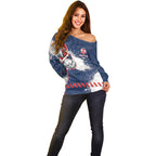 Personalized Sydney Roosters Rugby Off Shoulder Sweater Rooster Mascot - Sporty Splash Art Style