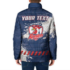 Personalized Sydney Roosters Rugby Padded Jacket Rooster Mascot - Sporty Splash Art Style