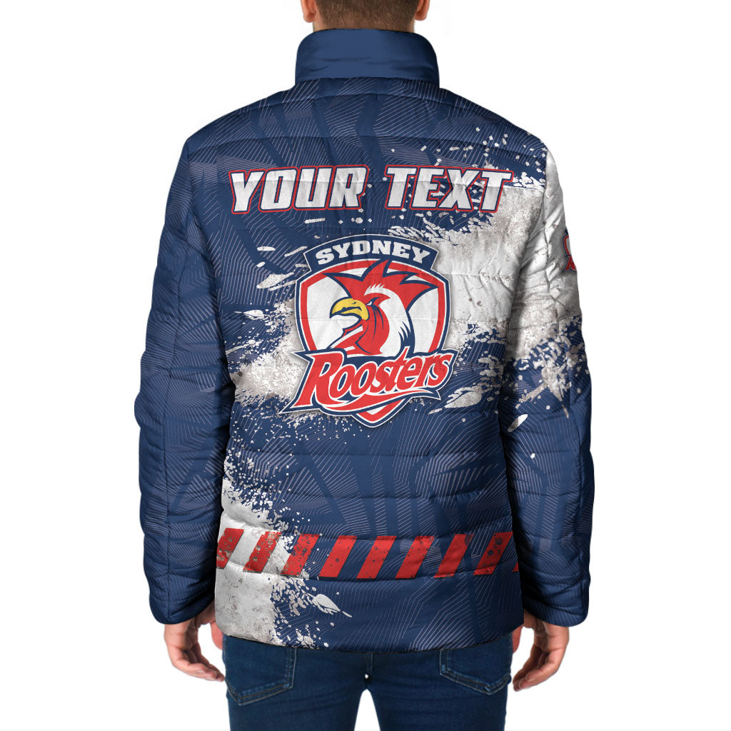 Personalized Sydney Roosters Rugby Padded Jacket Rooster Mascot - Sporty Splash Art Style