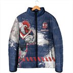 Personalized Sydney Roosters Rugby Padded Jacket Rooster Mascot - Sporty Splash Art Style