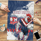 Personalized Sydney Roosters Rugby Puzzle Rooster Mascot - Sporty Splash Art Style