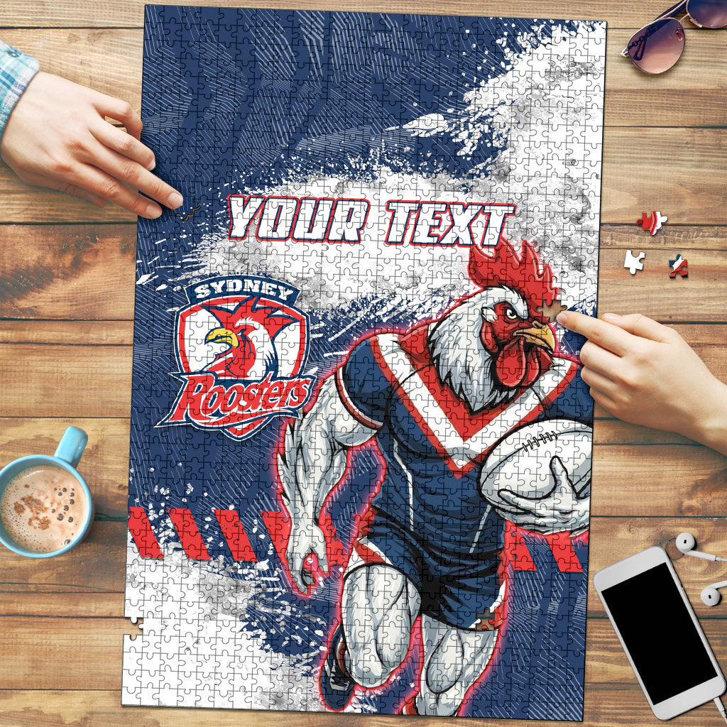 Personalized Sydney Roosters Rugby Puzzle Rooster Mascot - Sporty Splash Art Style